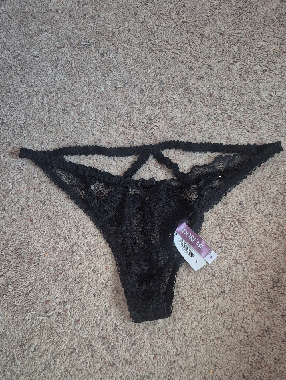 nwt ADORE ME Polka Dot Lace Panty M Black Cut out Underwear Sexy PinUp Lingerie